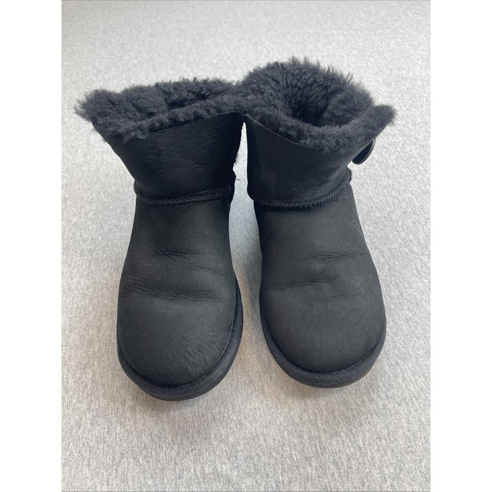 UGG Boots Women Size 6 Black Mini Bailey Button II Sheepskin 1016422